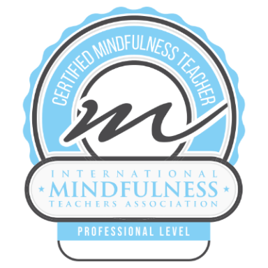 Badge saying certified mindfulness teacher professional level from the International Mindfulness Teachers Association